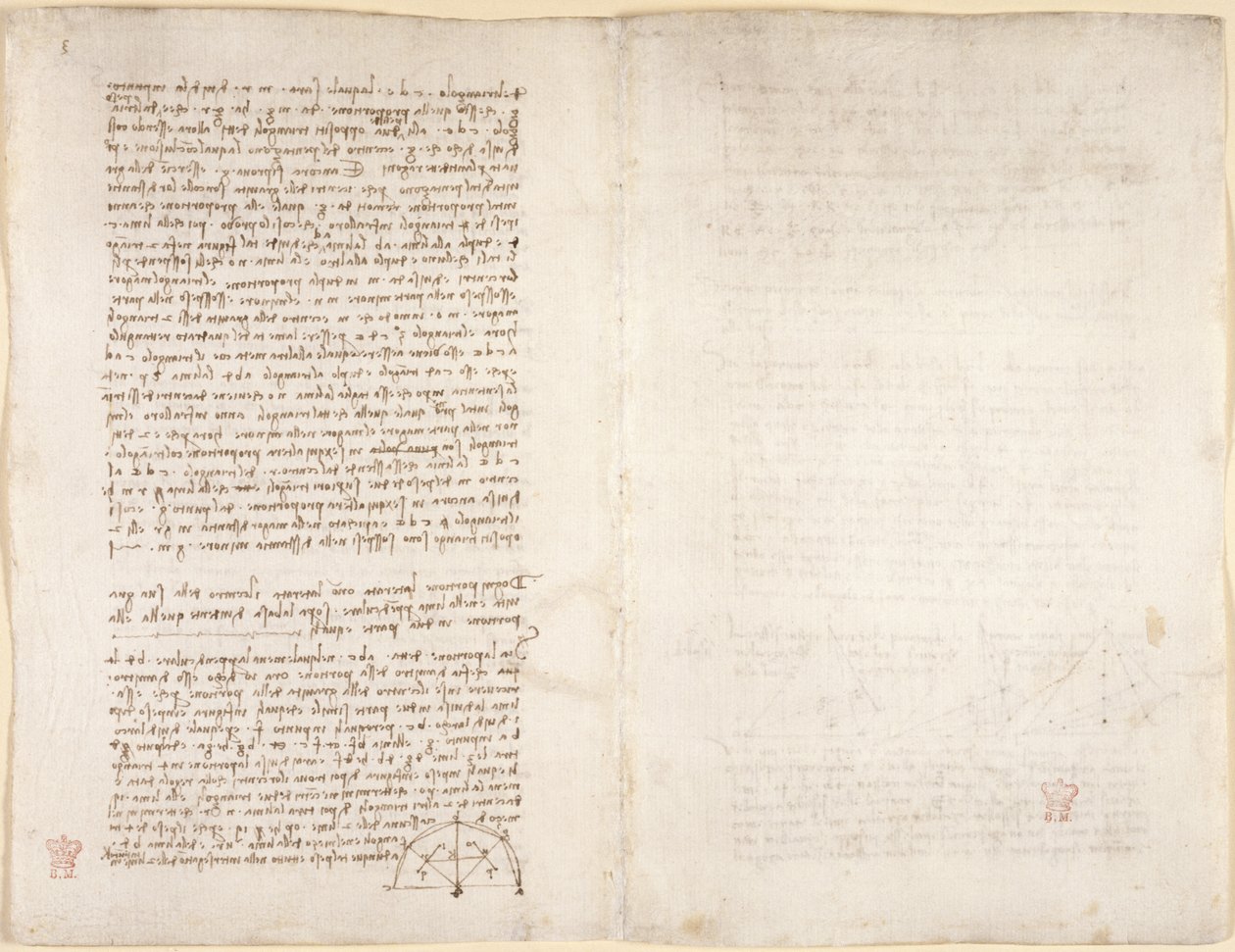 Arundel 263, f.215v, f.218 Notas e diagrama do 