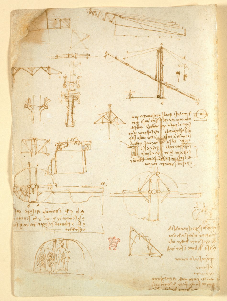 Arundel 263 f.231v, Notas e esboços sobre mecânica, de 