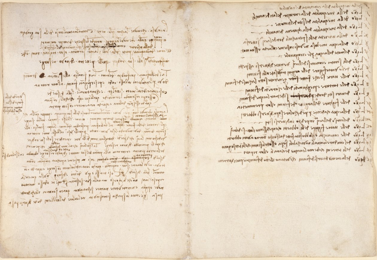 Arundel 263, f.58v, f.45, Notas sobre a água, de 
