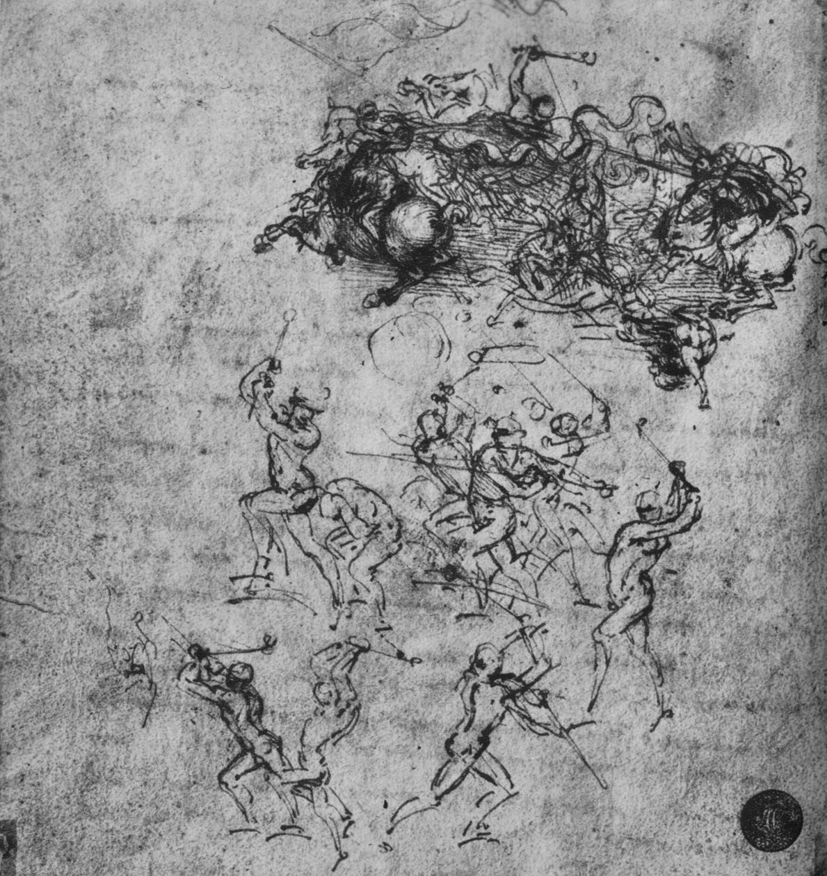 Batalha dos cavaleiros e dos pés, c1480 1945 de Leonardo da Vinci