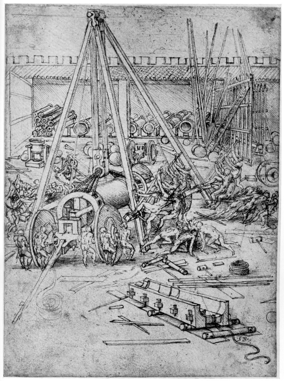 Fundição de canhão, 1487 1954. de Leonardo da Vinci