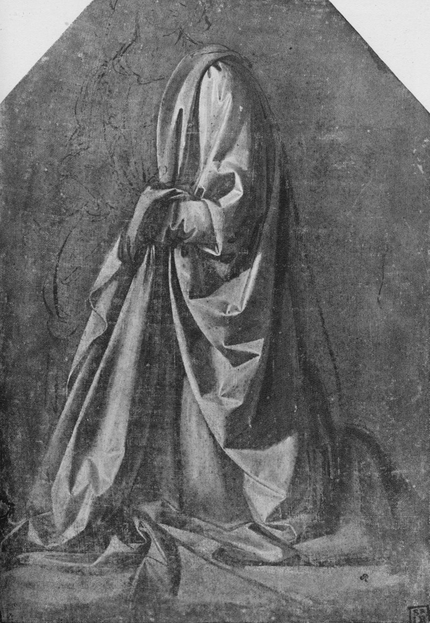 Elenco de Drapery para uma figura ajoelhada à esquerda, c1475 1945 de Leonardo da Vinci