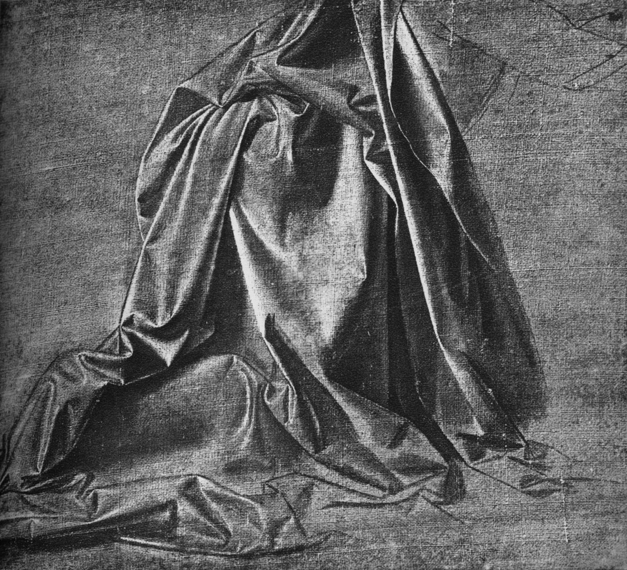 Elenco de Drapery para uma figura ajoelhada à direita, c1470 1945 de Leonardo da Vinci