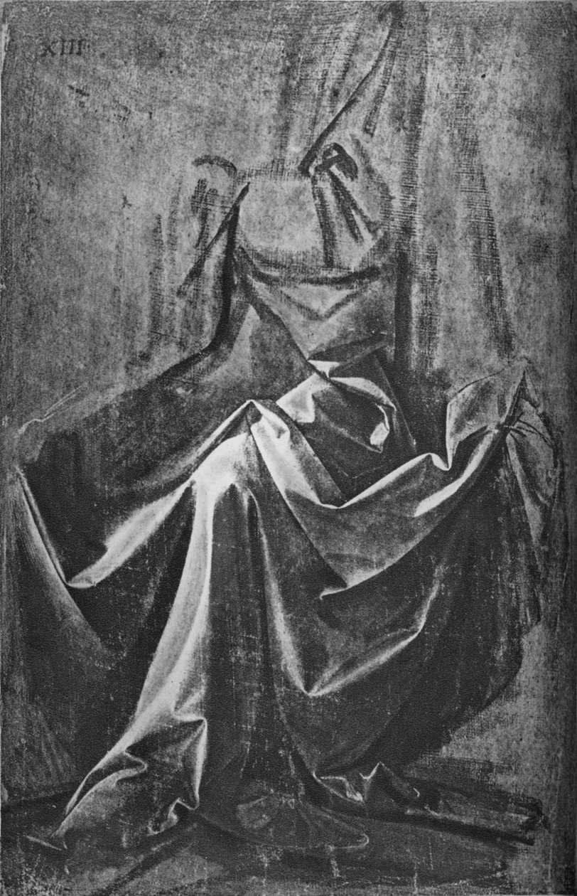 Elenco de Drapery para uma figura sentada, c1475 1945 de Leonardo da Vinci