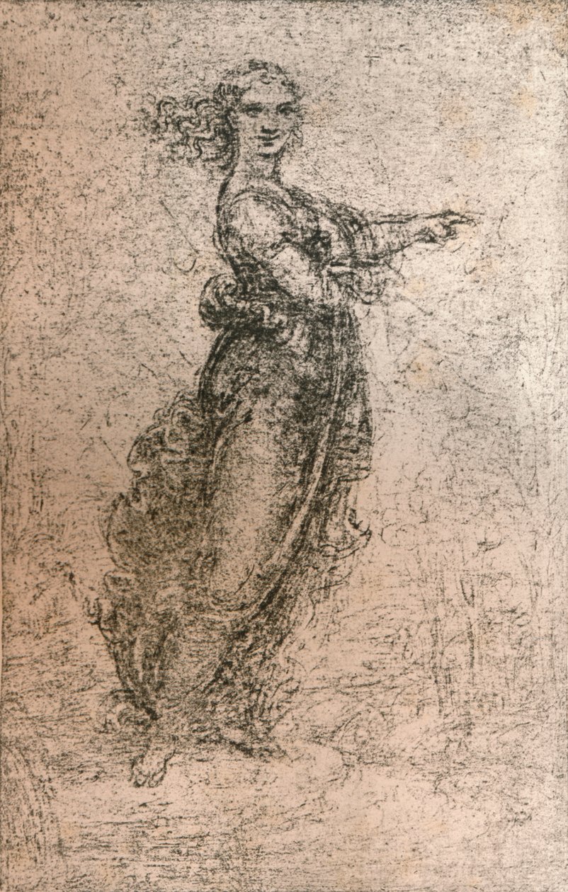 Desenho a carvão de uma figura feminina, c1472-c1519 1883 de Leonardo da Vinci