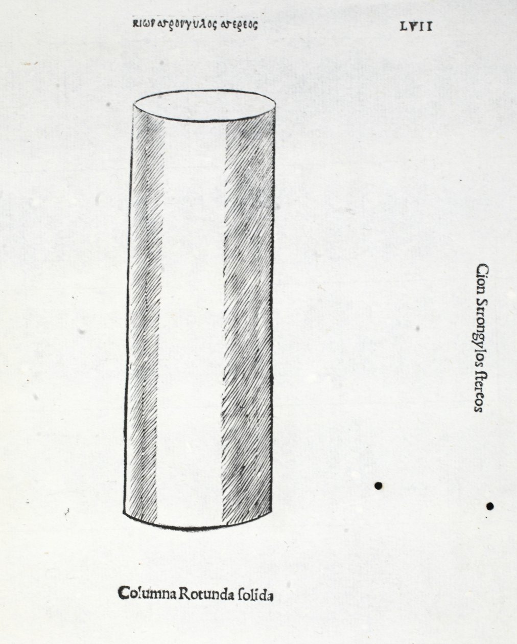 Coluna rotunda sólida, ilustração de &39;Divina Proportione&39; por Luca Pacioli (c.1445-1517), originalmente pub. Veneza, 1509 de Leonardo da Vinci