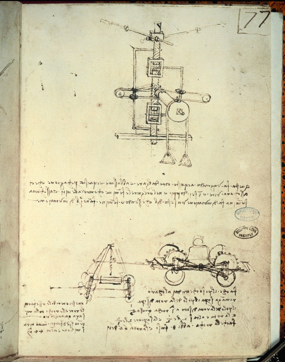 Desenho de uma máquina voadora (caneta sobre papel) de Leonardo da Vinci