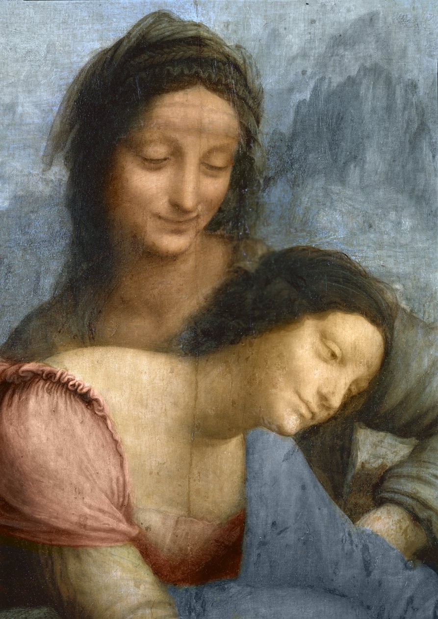 Detalhe da Virgem e Santa Ana da Virgem e Criança com Santa Ana, c.1510 (óleo sobre painel) de Leonardo da Vinci
