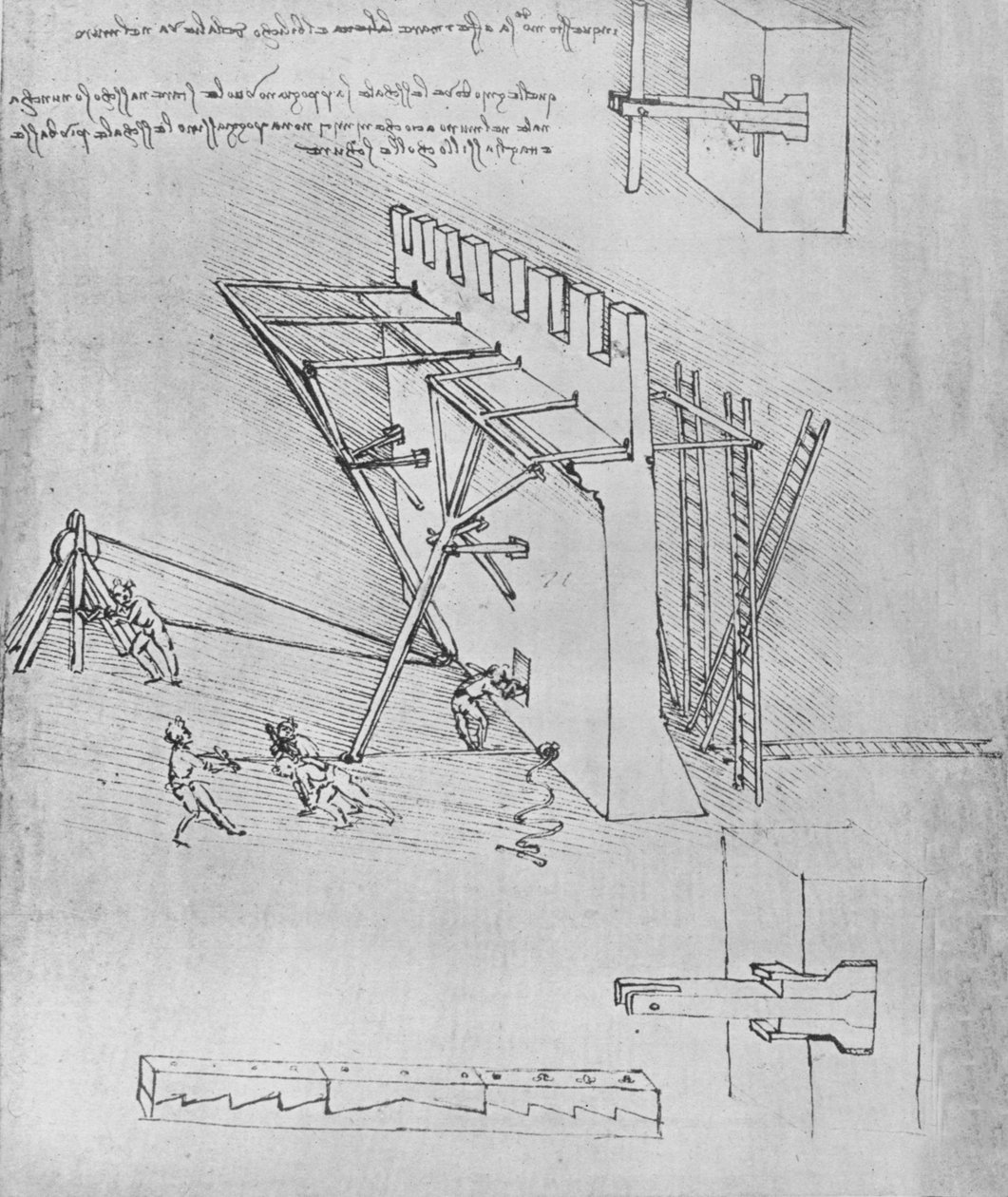Dispositivo para repelir escadas de escala, c1480 1945 de Leonardo da Vinci