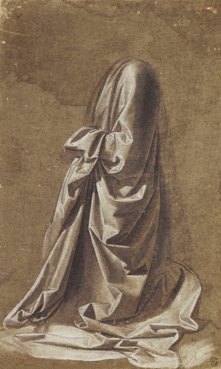 Estudo de cortinas para uma figura ajoelhada, de Leonardo da Vinci