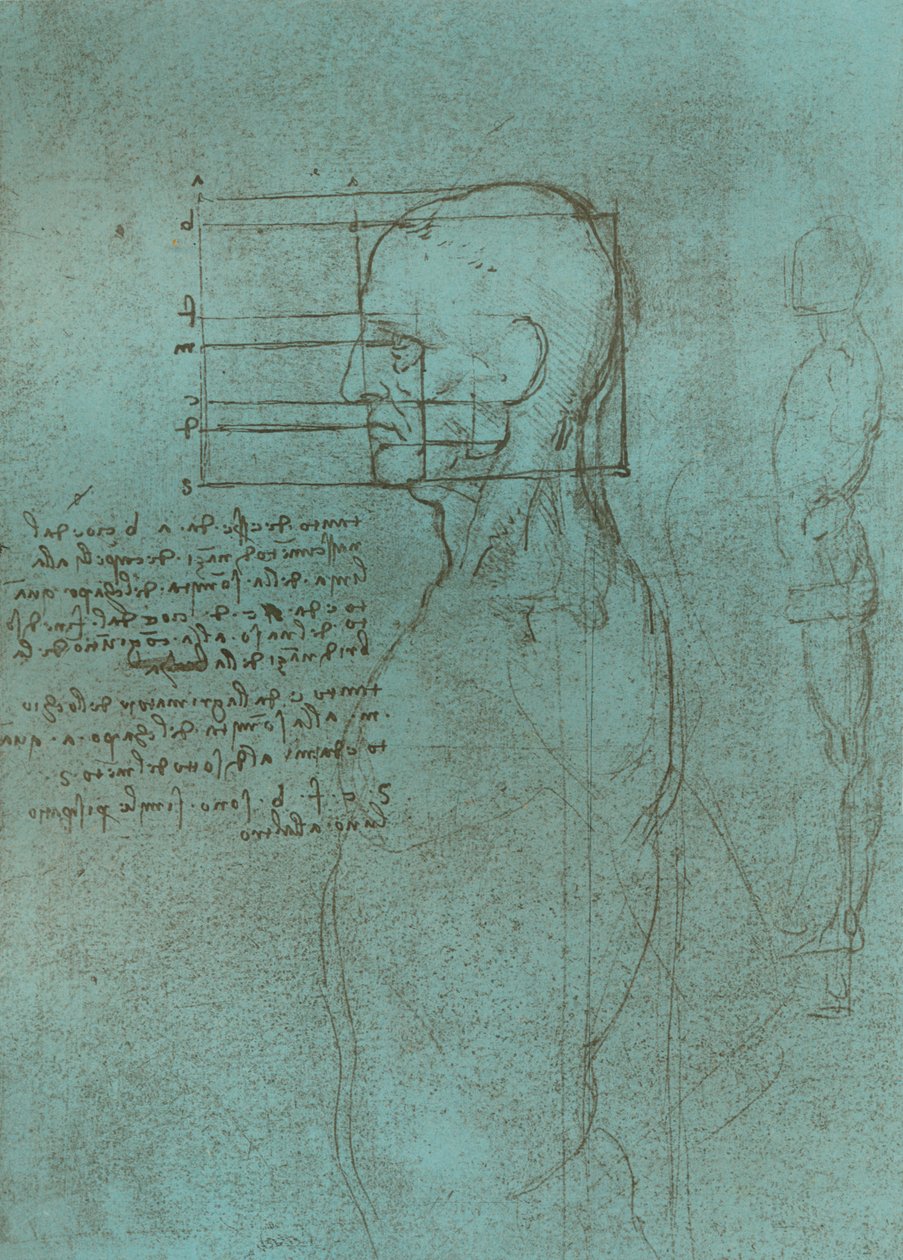 Desenho ilustrando a teoria das proporções da figura humana, c1472-c1519 1883. de Leonardo da Vinci