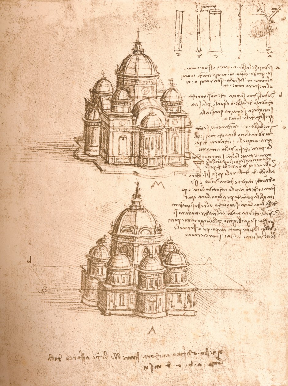 Desenho de igrejas, c1472-c1519 1883 de Leonardo da Vinci