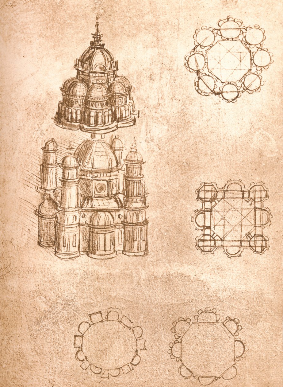 Desenho de igrejas, c1472-c1519 1883 de Leonardo da Vinci