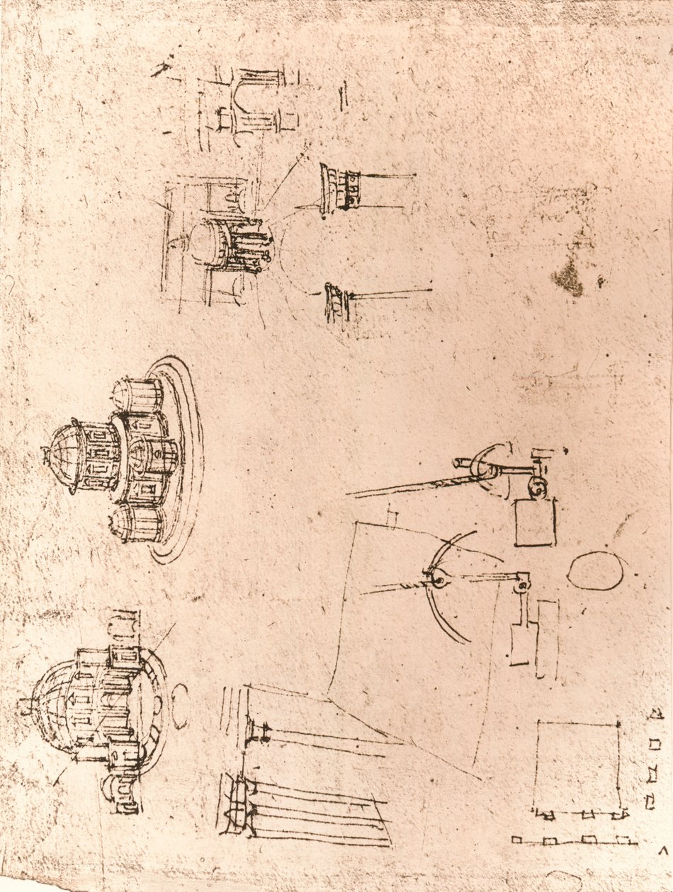 Desenho da arquitetura eclesiástica, c1472-c1519 1883 de Leonardo da Vinci
