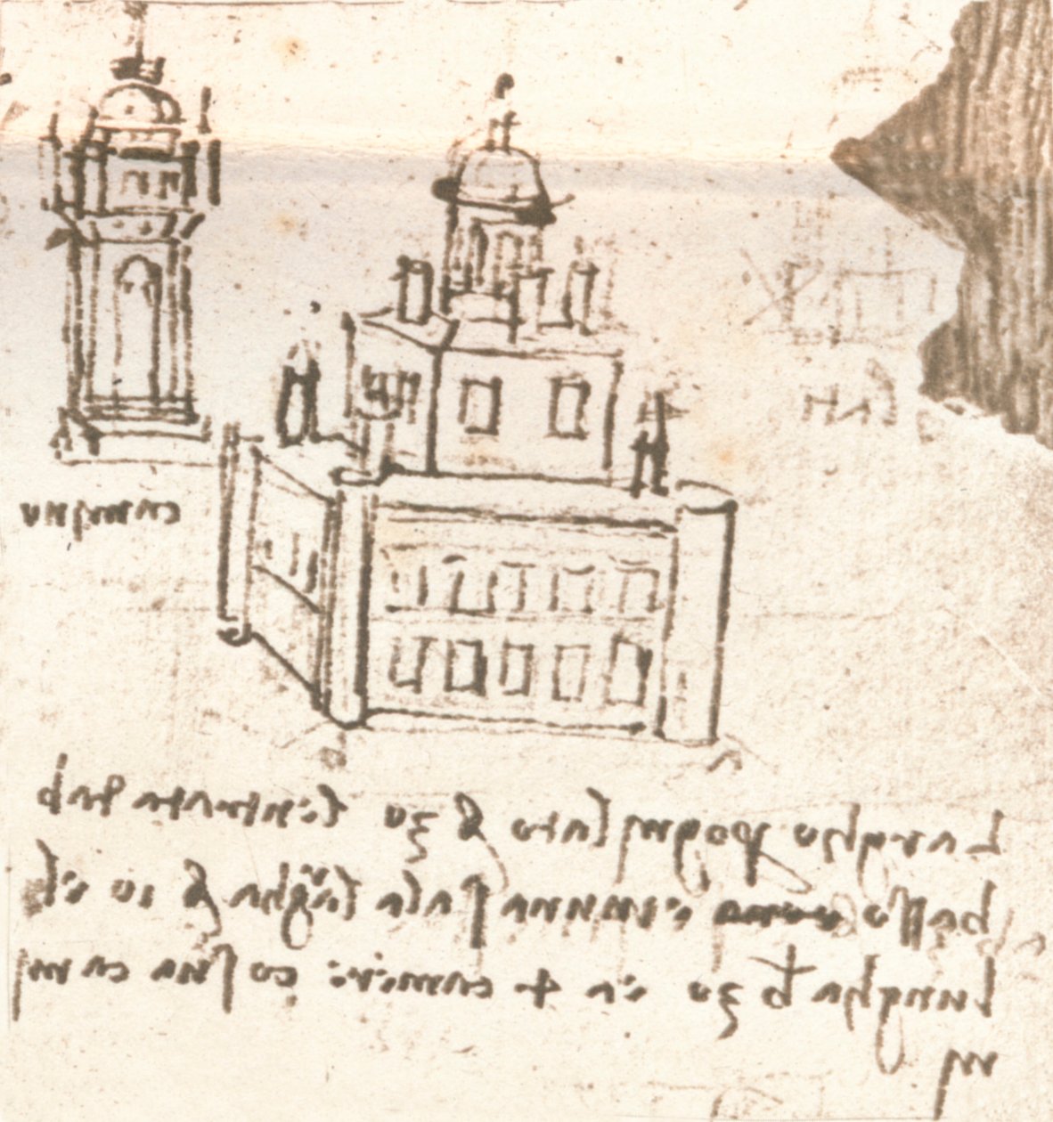 Desenho de projetos para castelos e vilas, c1472-c1519 1883 de Leonardo da Vinci