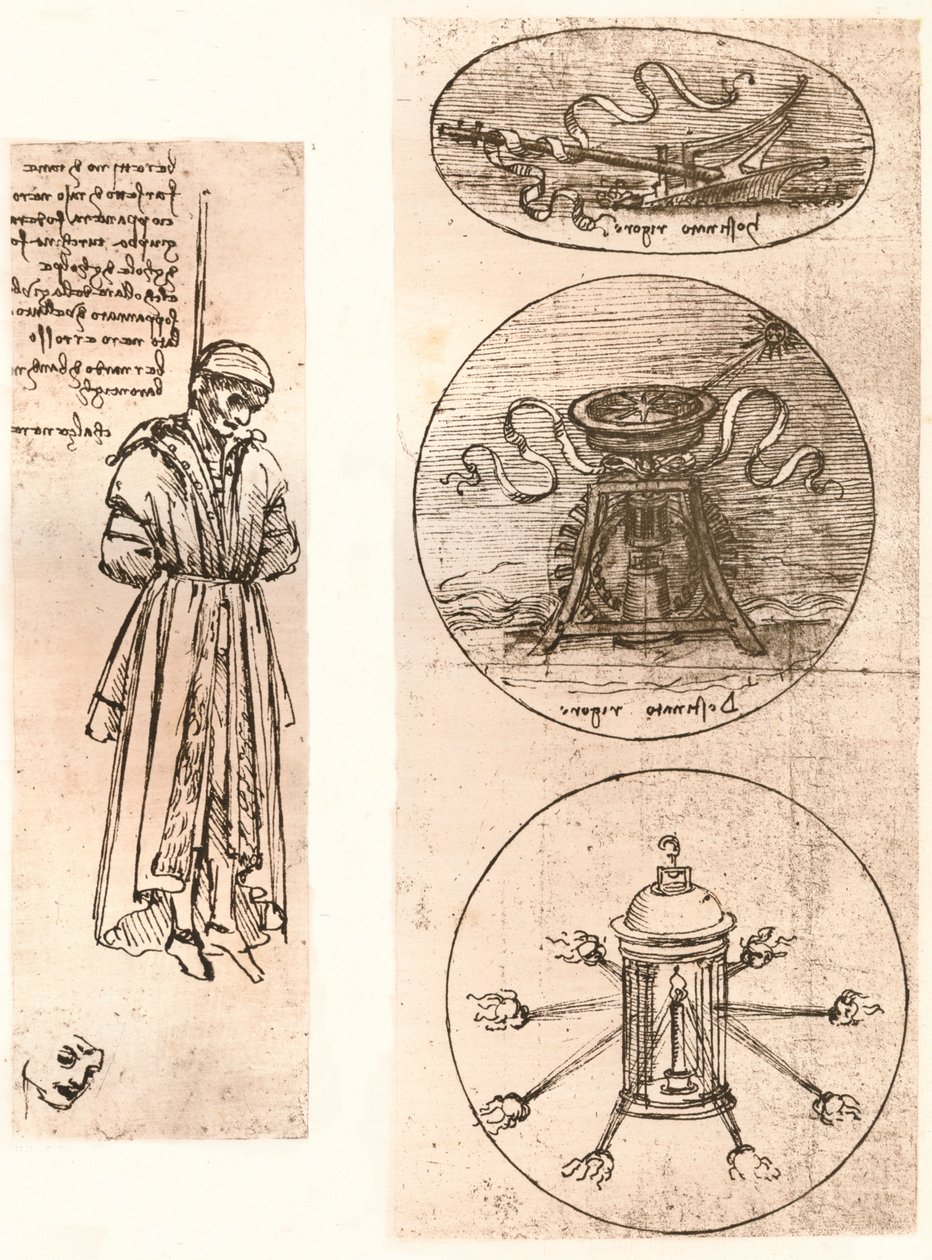 Desenhos de Bernardo di Bandino Baroncelli pendurados e emblemas, c1472-c1519 1883. de Leonardo da Vinci