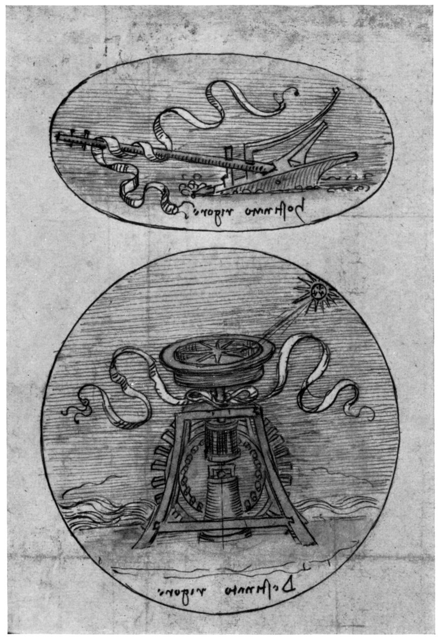 Emblema, detalhe de Hostinato Rigore, final do século XV ou início do século XVI 1954 de Leonardo da Vinci