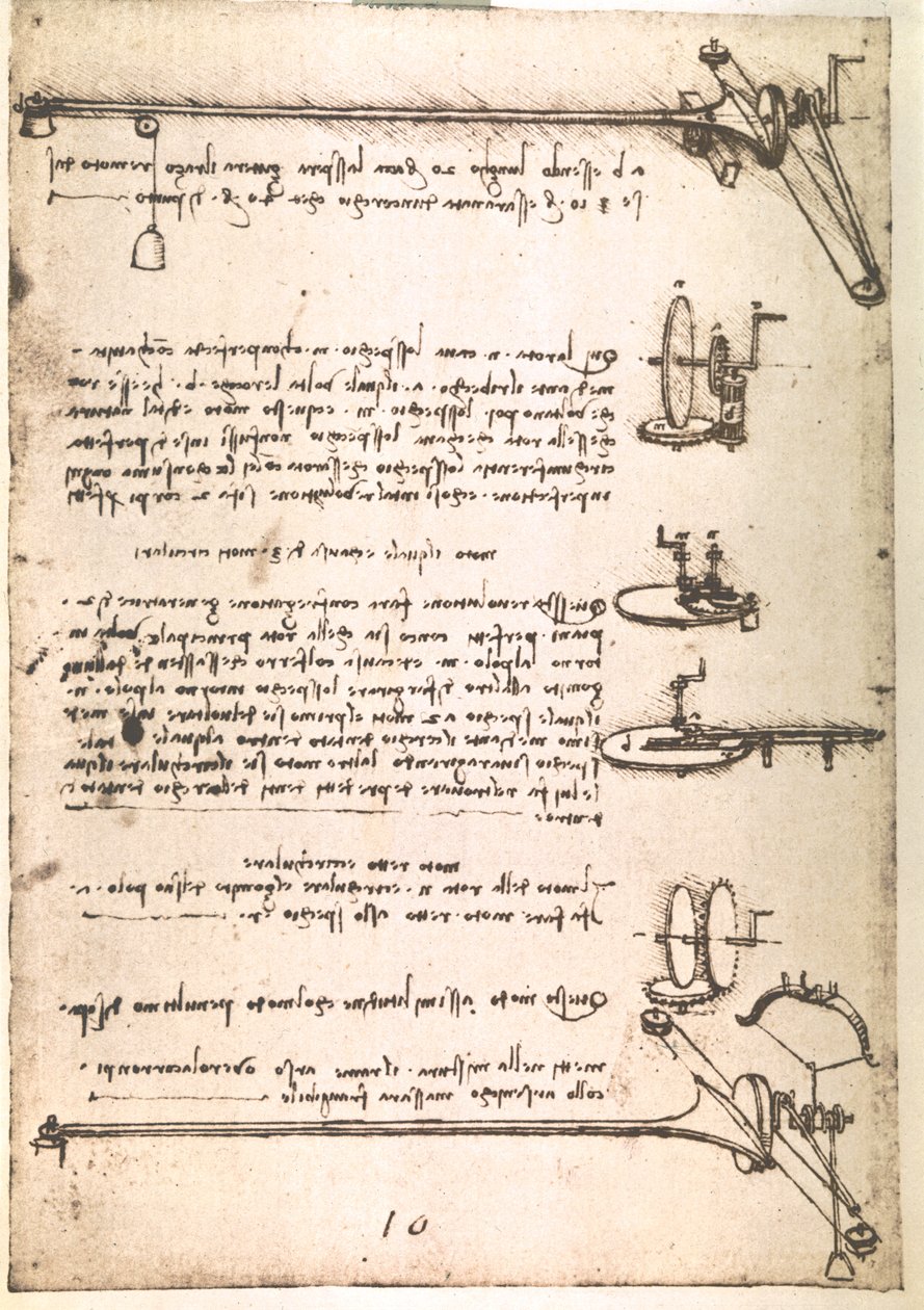 Extrato de um manuscrito de Da Vinci que descreve o princípio e a construção de uma "Máquina para fabricar espelhos ocos" (manuscrito) de Leonardo da Vinci