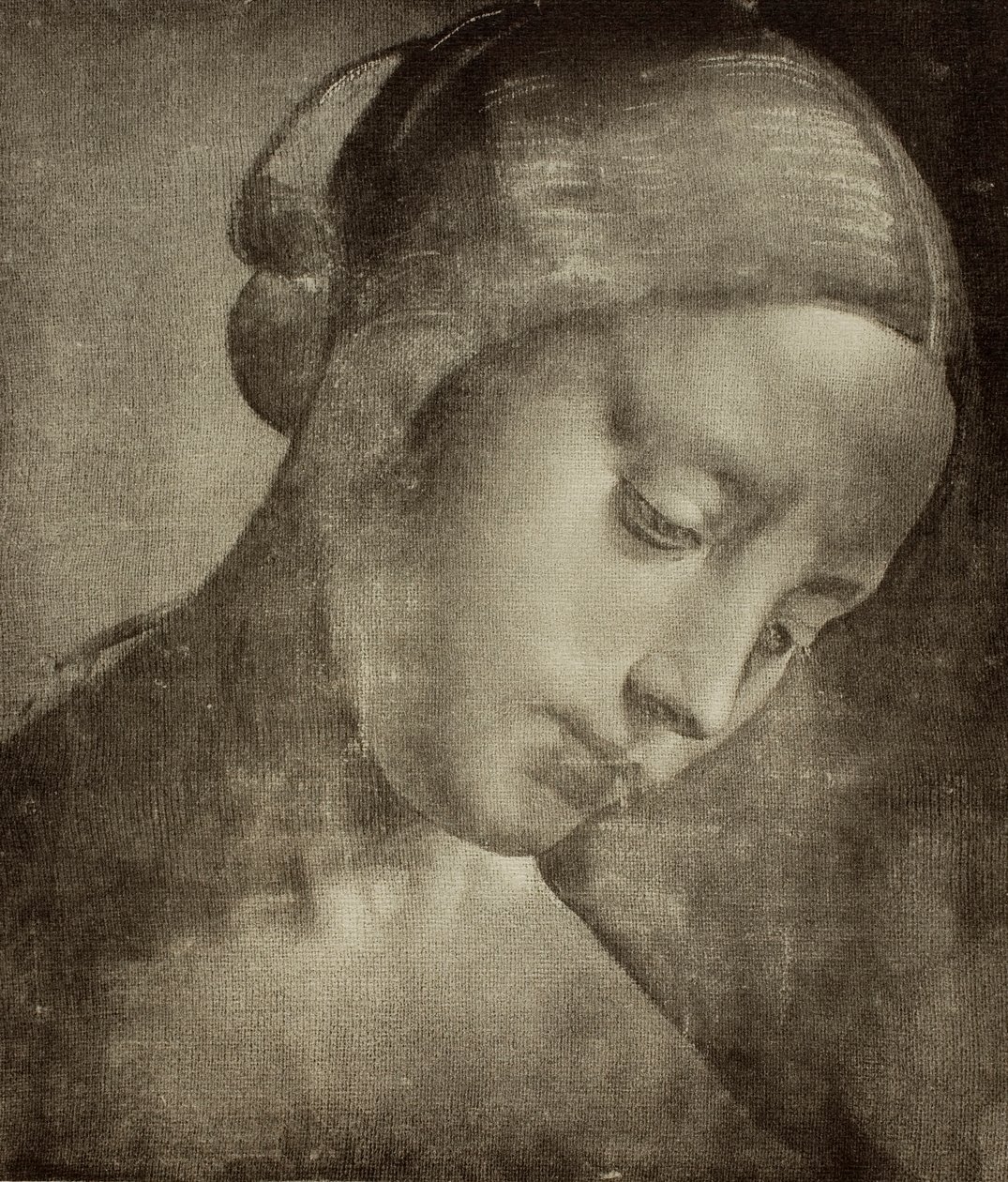 Cabeça feminina, desenho de Leonardo da Vinci. Gabinete de Desenhos e Estampas, Galeria Uffizi, Florença de Leonardo da Vinci