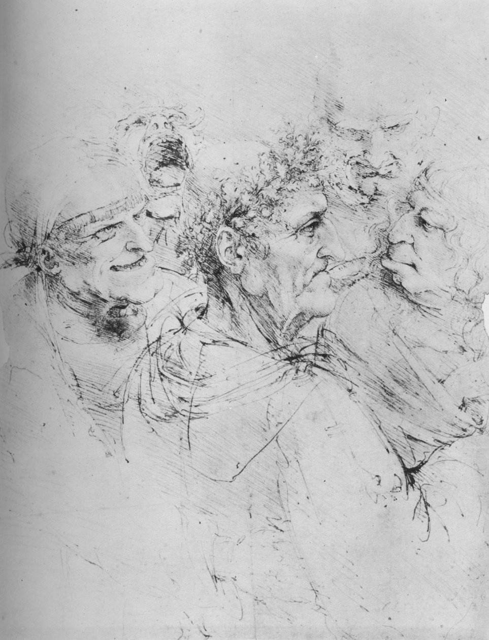 Cinco cabeças grotescas, c1480 1945 de Leonardo da Vinci