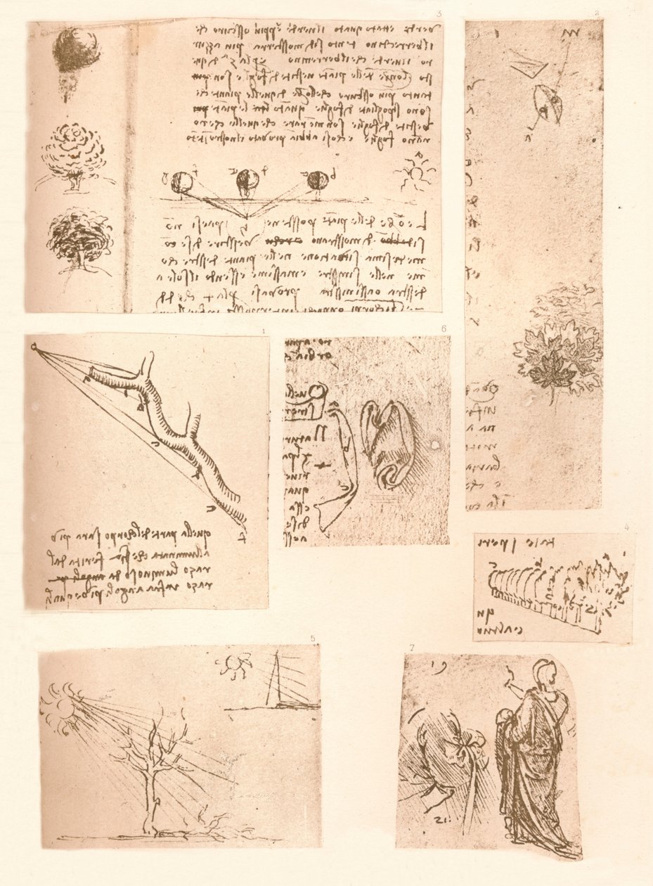 Cinco desenhos ilustrando os elementos da pintura de paisagem, c1472-c1519 1883 de Leonardo da Vinci