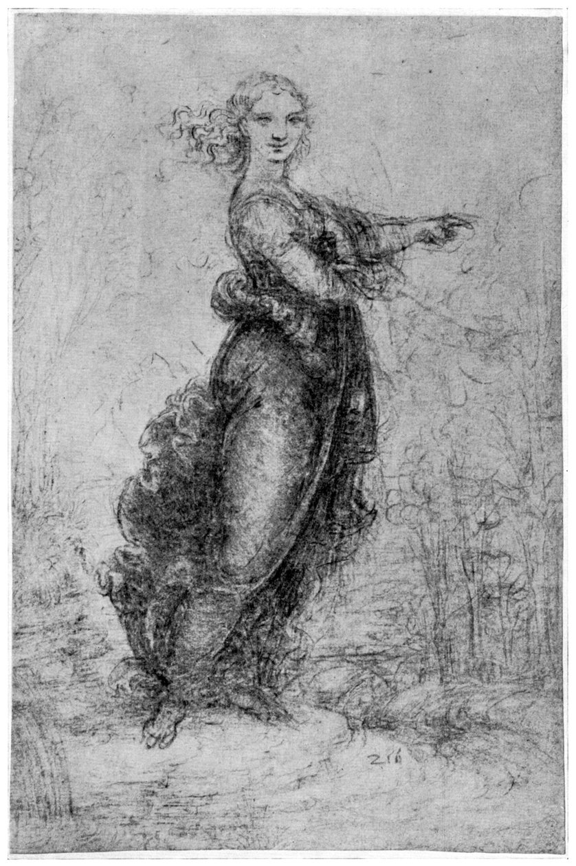 Figura feminina flutuante, final do século XV ou início do século XVI, 1954. de Leonardo da Vinci