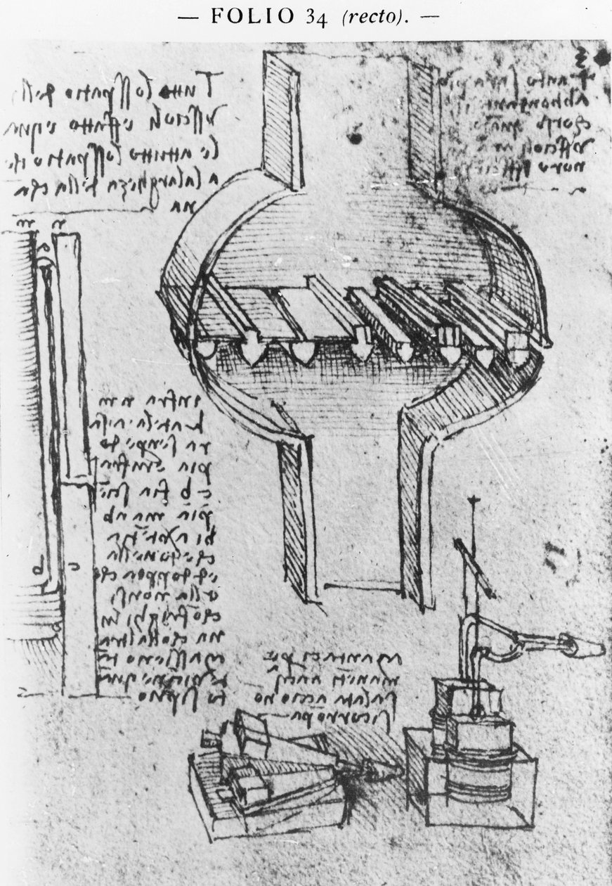 Fol. 34r do manuscrito E, 1513-14 de Leonardo da Vinci