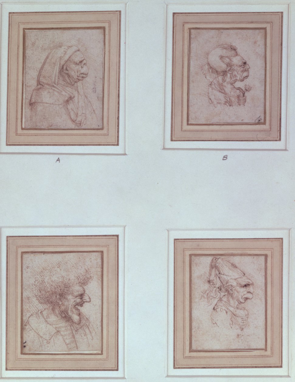 Quatro caricaturas de Leonardo da Vinci