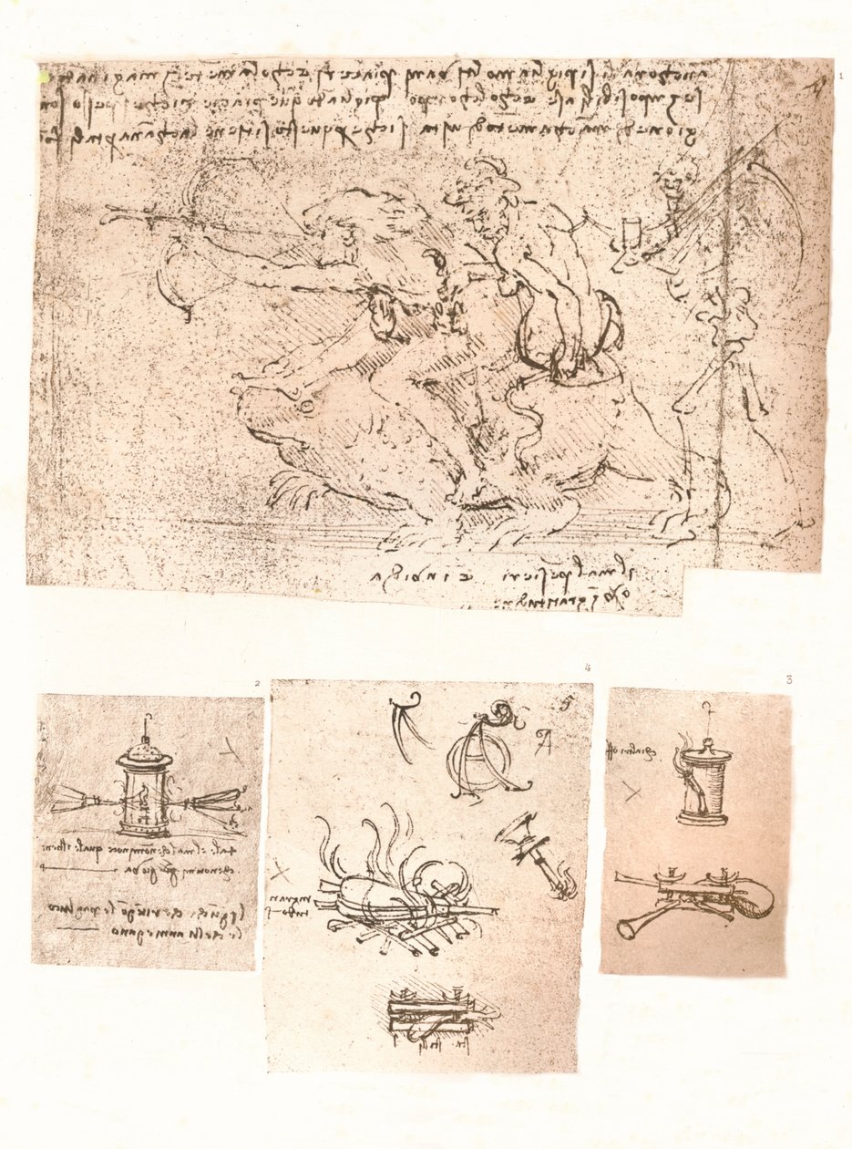 Quatro desenhos de representações alegóricas, c1472-c1519 1883 de Leonardo da Vinci