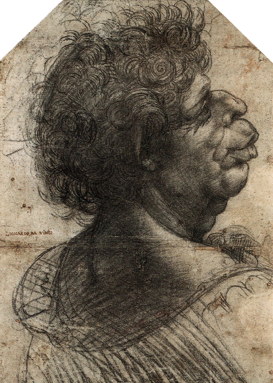 Francês: Tête grotesque Cabeça grotesca de Leonardo da Vinci