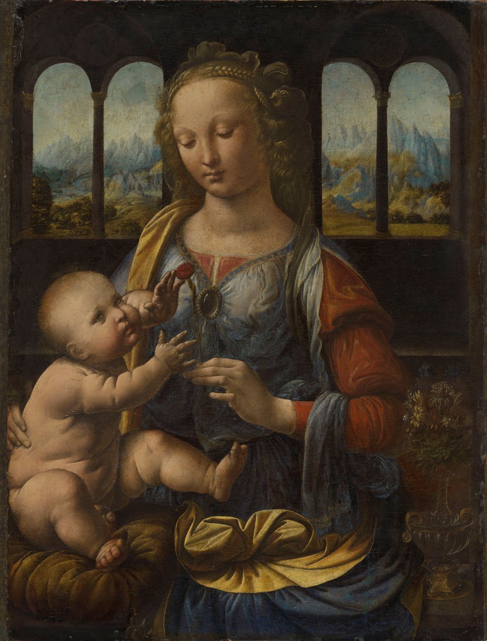Alemão: Madonna mit der Nelke Madonna of the Carnation de Leonardo da Vinci