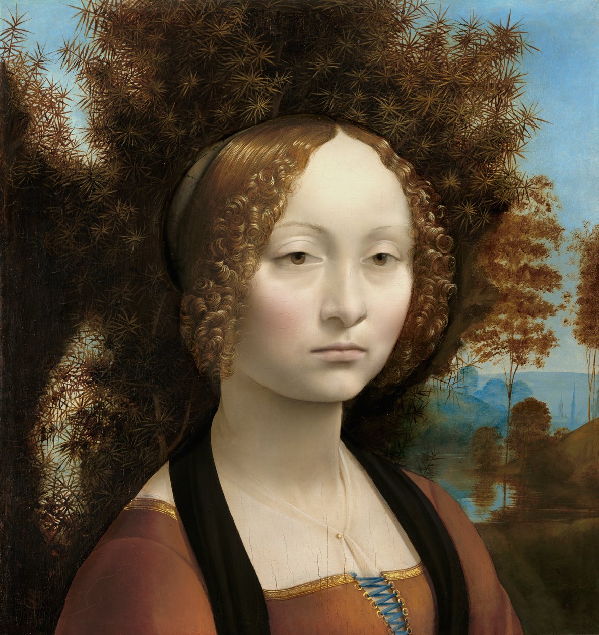 Ginevra de &39;Benci, c. 1474- 78 (óleo no painel) de Leonardo da Vinci