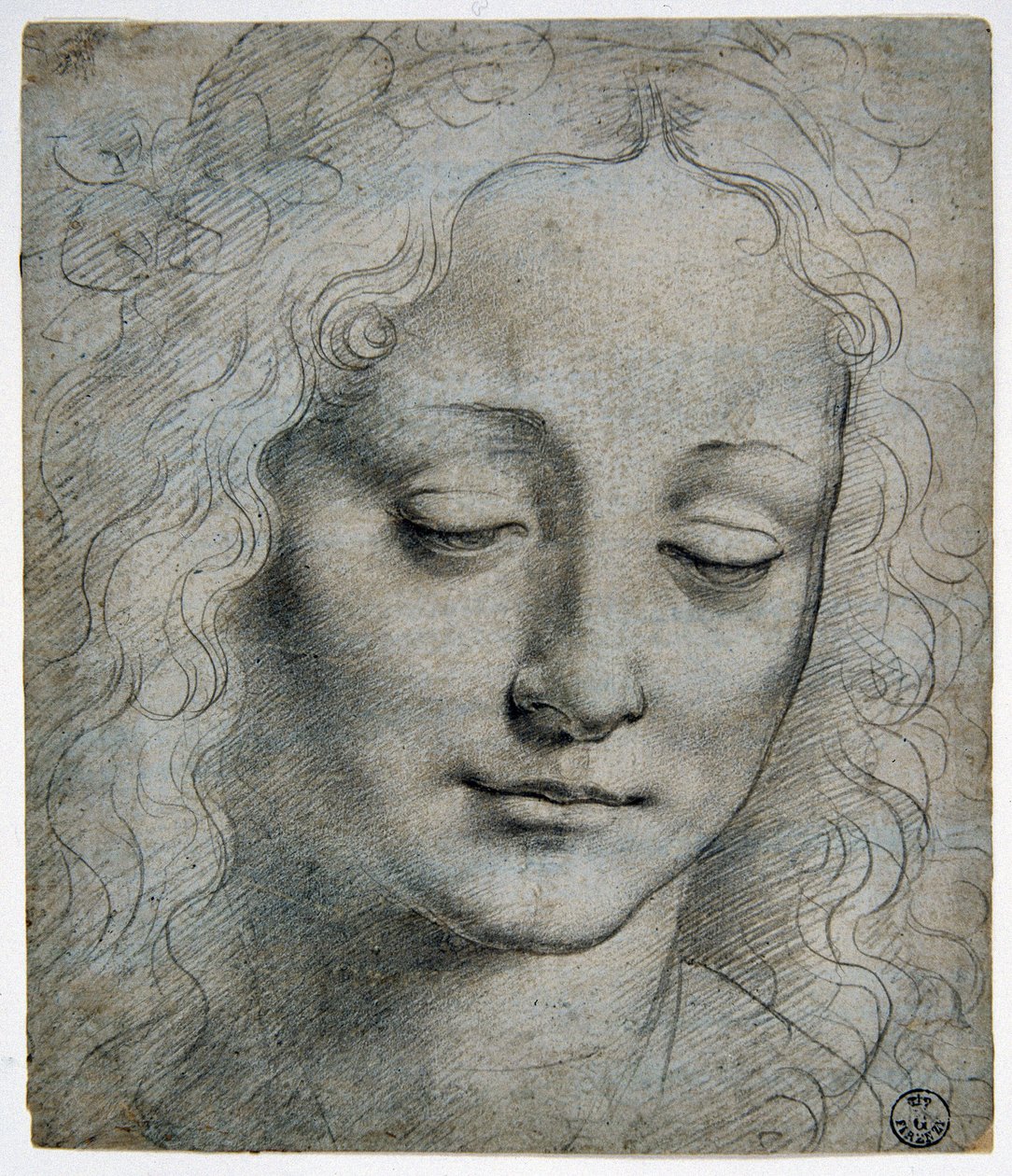 Giovanni Antonio Boltraffio (Beltraffio) (1467 - 1516) (o aluno mais conhecido de Leonard de Vinci): cabeça de um menino coroa de folhas no caminho de Verrocchio, GDSU 425 E de Leonardo da Vinci