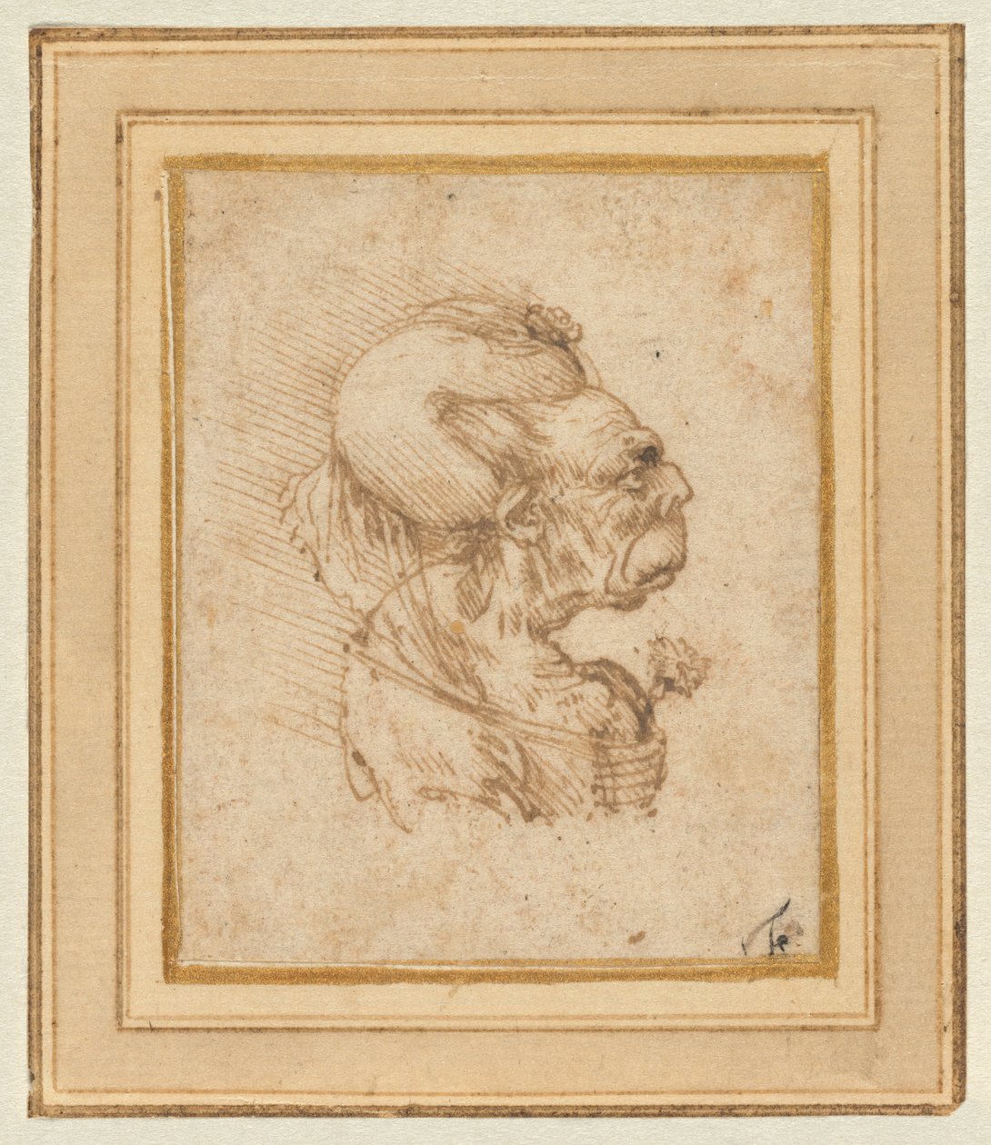 Cabeça grotesca de uma mulher idosa de Leonardo da Vinci