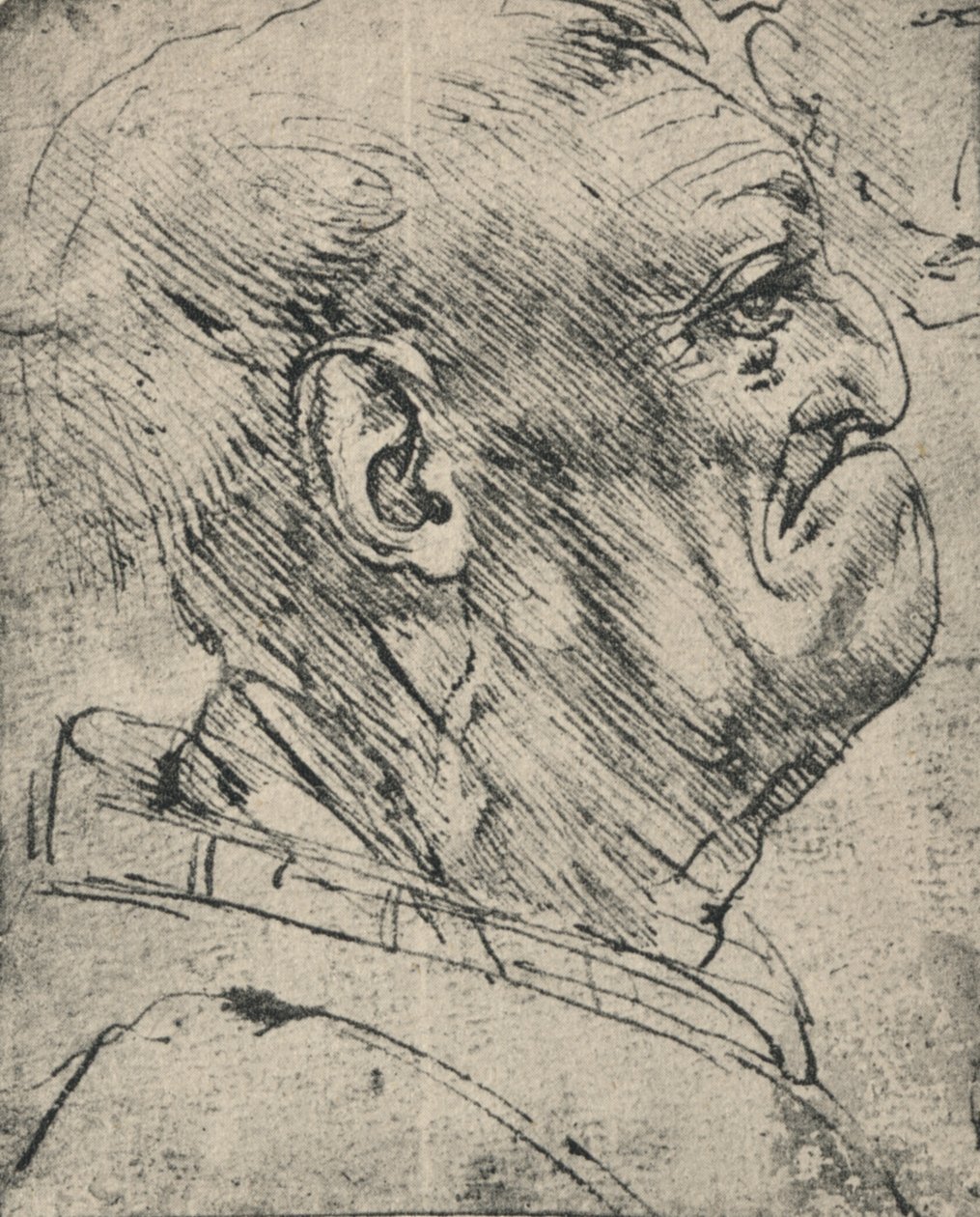 Perfil grotesco de um homem à direita, c1480 1945 de Leonardo da Vinci