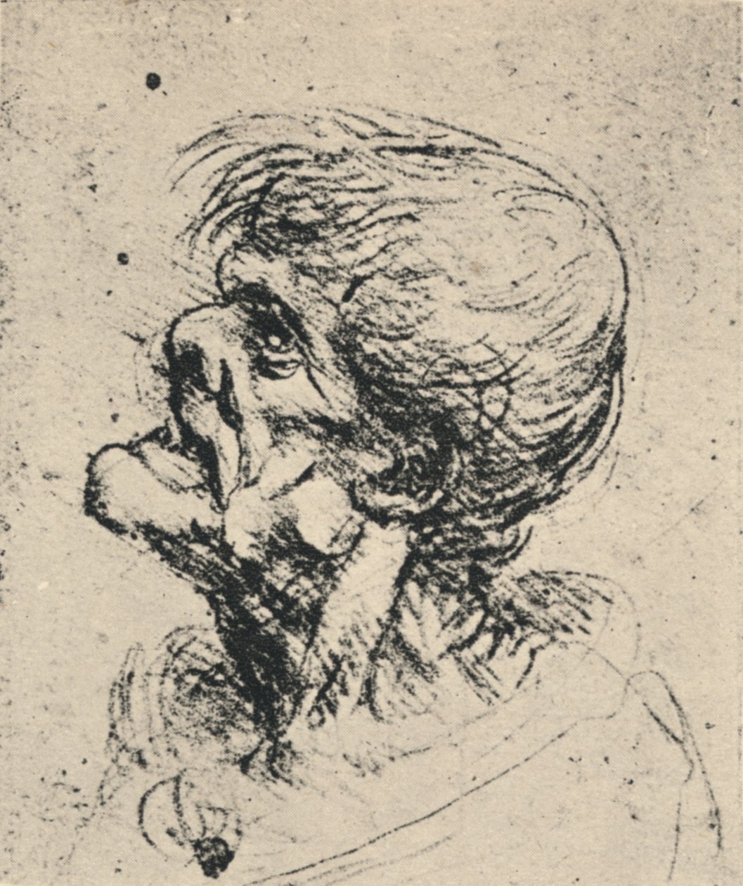 Perfil grotesco à esquerda, c1480 1945 de Leonardo da Vinci