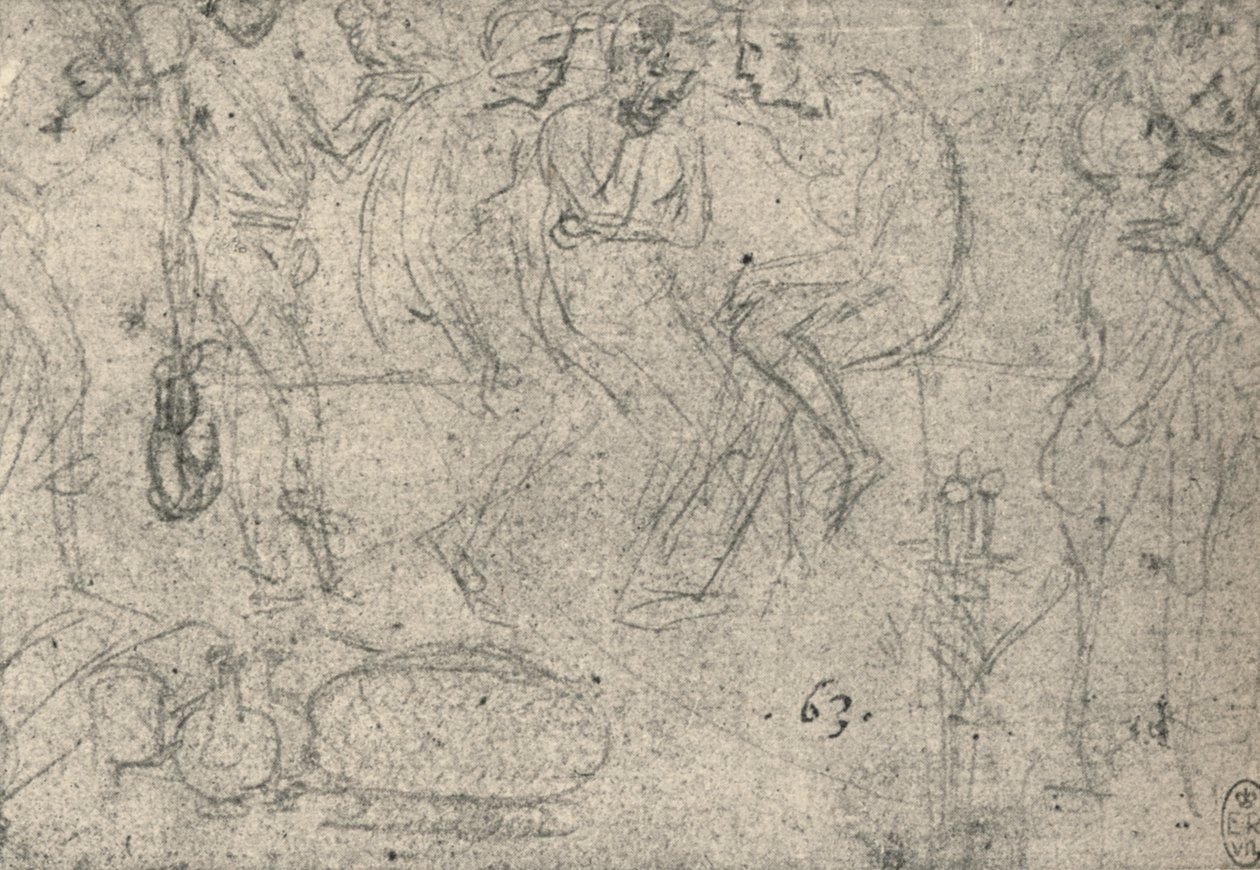 Grupo de figuras em conversa, c1480 1945 de Leonardo da Vinci
