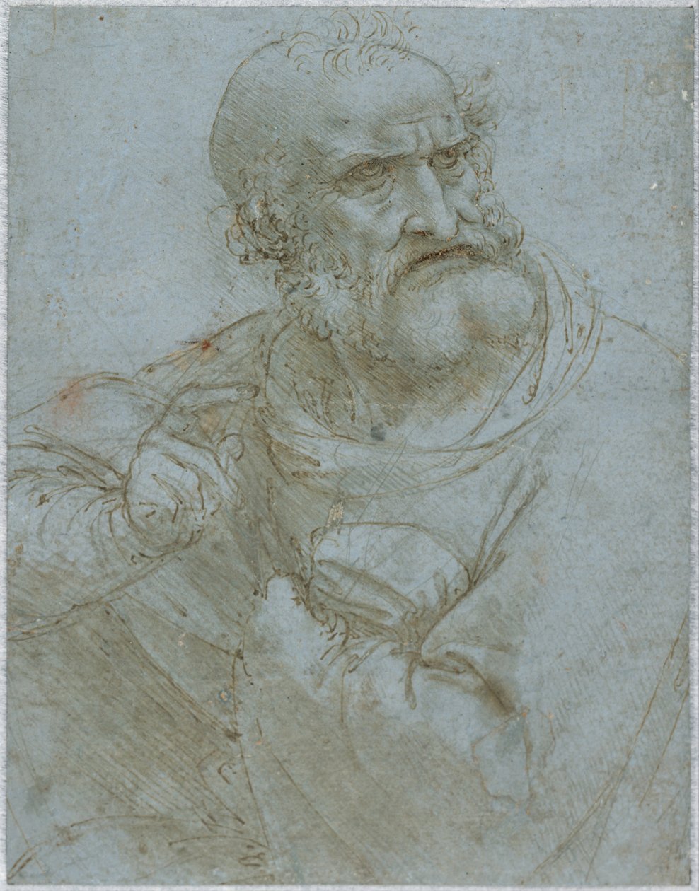 Figura de meio comprimento de um apóstolo, 1493-1495 de Leonardo da Vinci