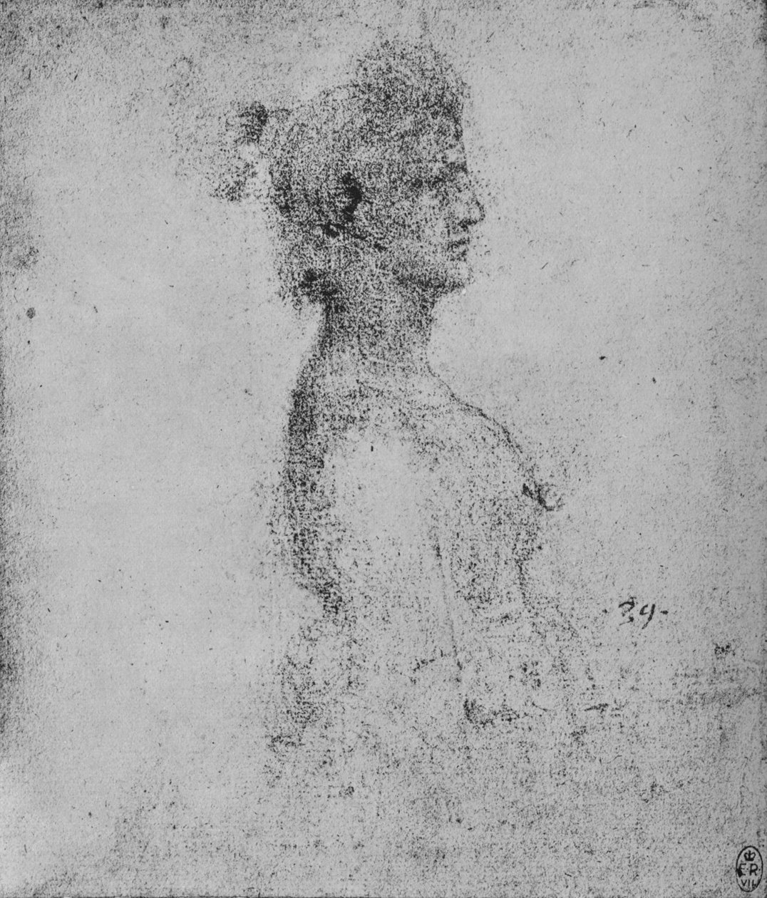 Meia Comprimento de uma Jovem Mulher de Perfil à Direita, c1480 1945 de Leonardo da Vinci