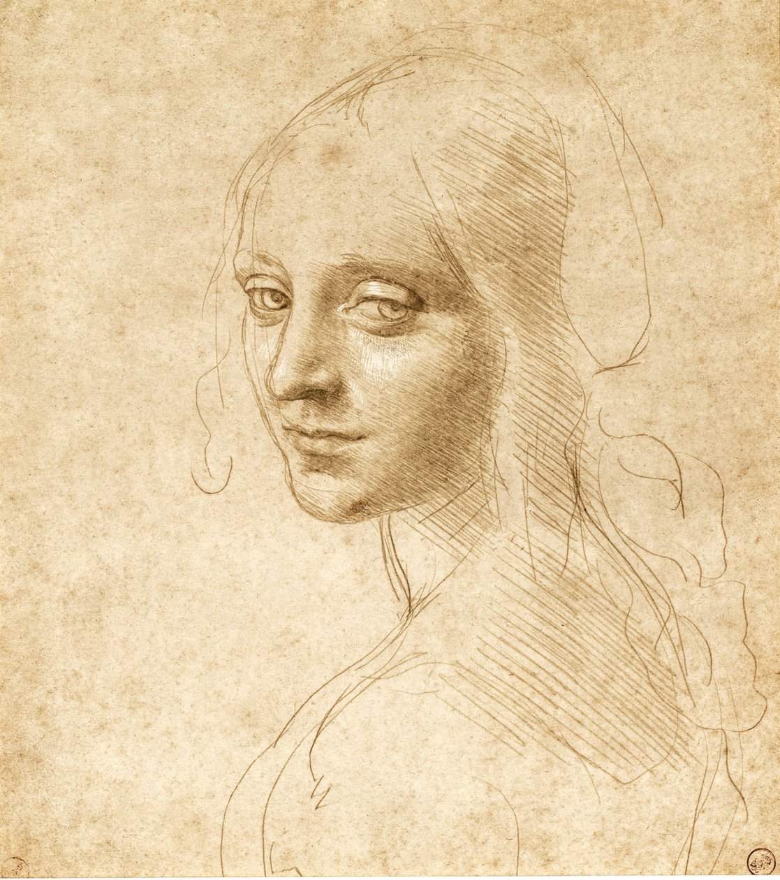 Cabeça e ombros de uma garota, c. 1490 de Leonardo da Vinci
