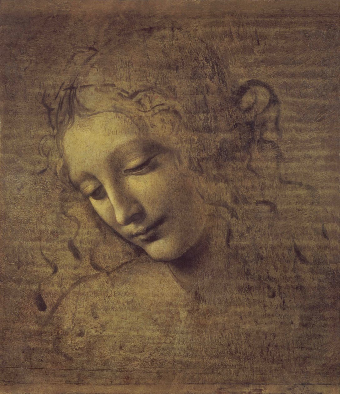 Cabeça de uma mulher La Scapigliata, 1500 de Leonardo da Vinci