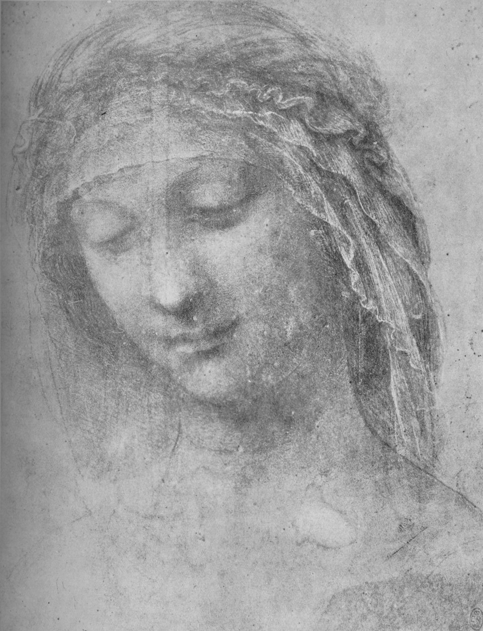 Cabeça de uma mulher três quartos à esquerda, c1480 1945 de Leonardo da Vinci
