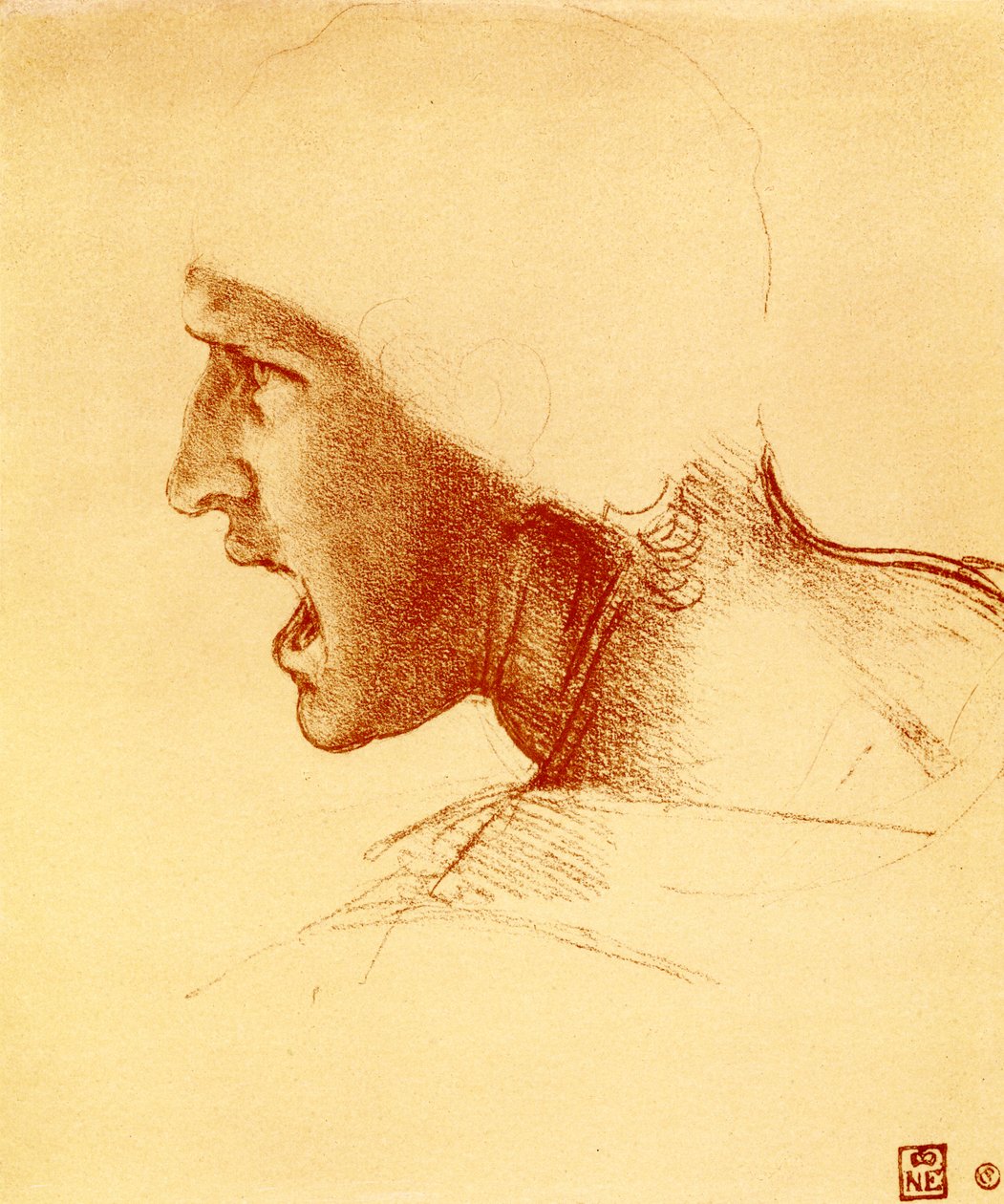 Chefe de gritar e atacar guerreiro de Leonardo da Vinci