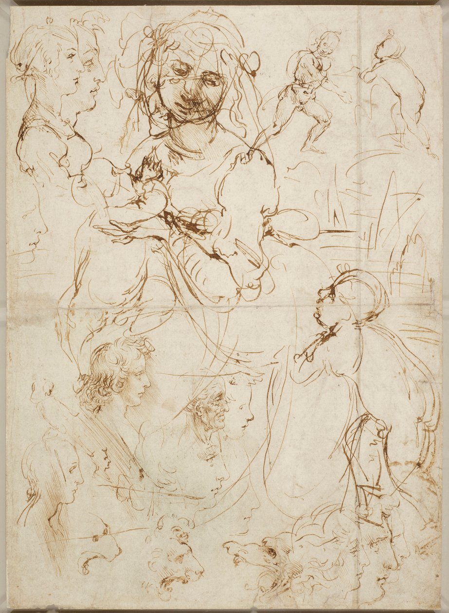 Cabeças e figuras, ca 1478. de Leonardo da Vinci