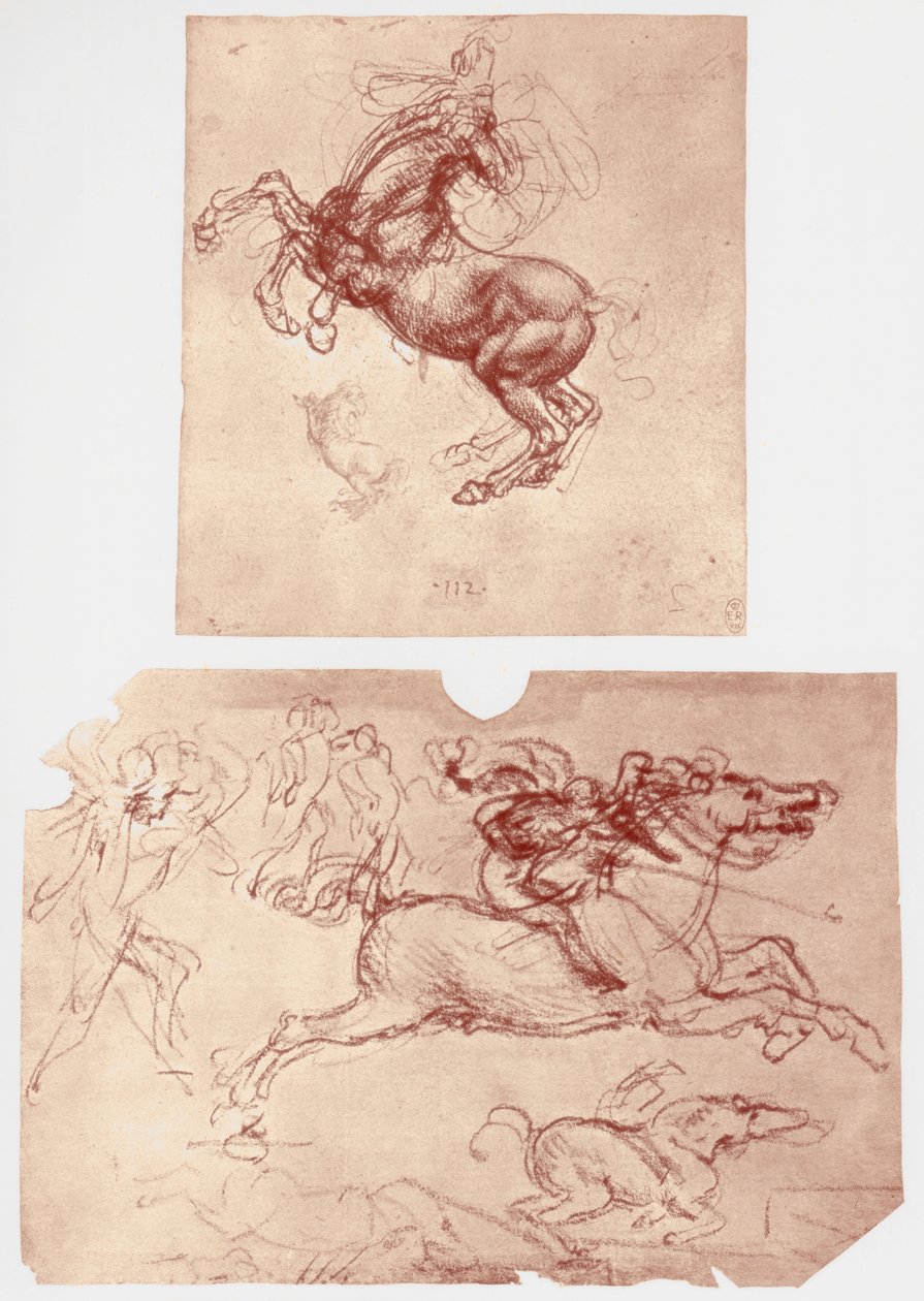 Criação de Cavalos e Cavaleiros e Soldados, c1504. de Leonardo da Vinci