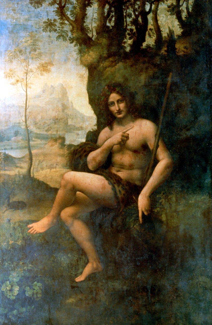 João Batista, com os atributos de Baco, 1513-1516. de Leonardo da Vinci