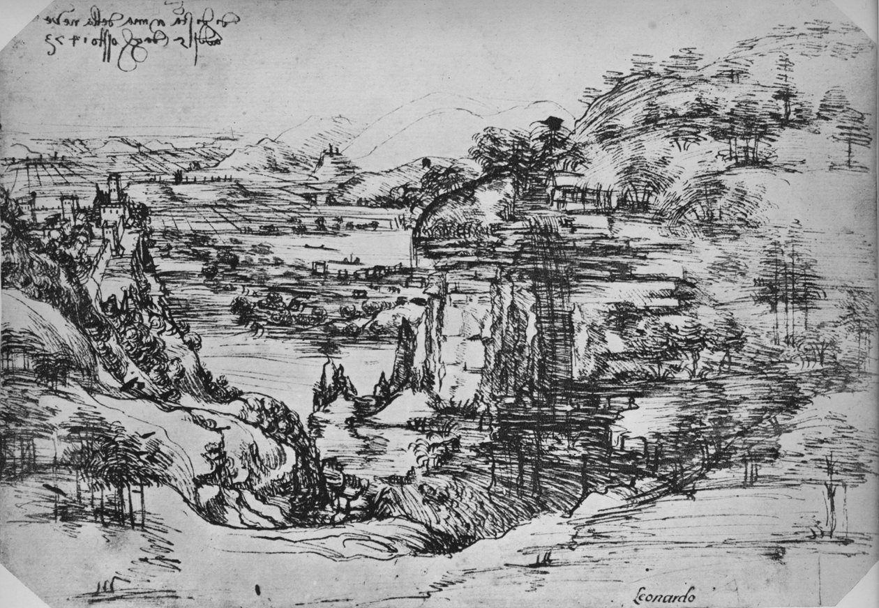 Paisagem, c1480 1945 de Leonardo da Vinci