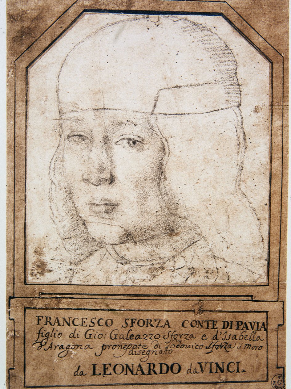 Leonardo da Vinci (1452 - 1519): Retrato de Francisco (Francesco) Sforza (1491-1512), filho de Gian Galeazzo Maria Sforza (Jean Galeas Marie Sforza) (1469-1494), Duque de Milão de Leonardo da Vinci