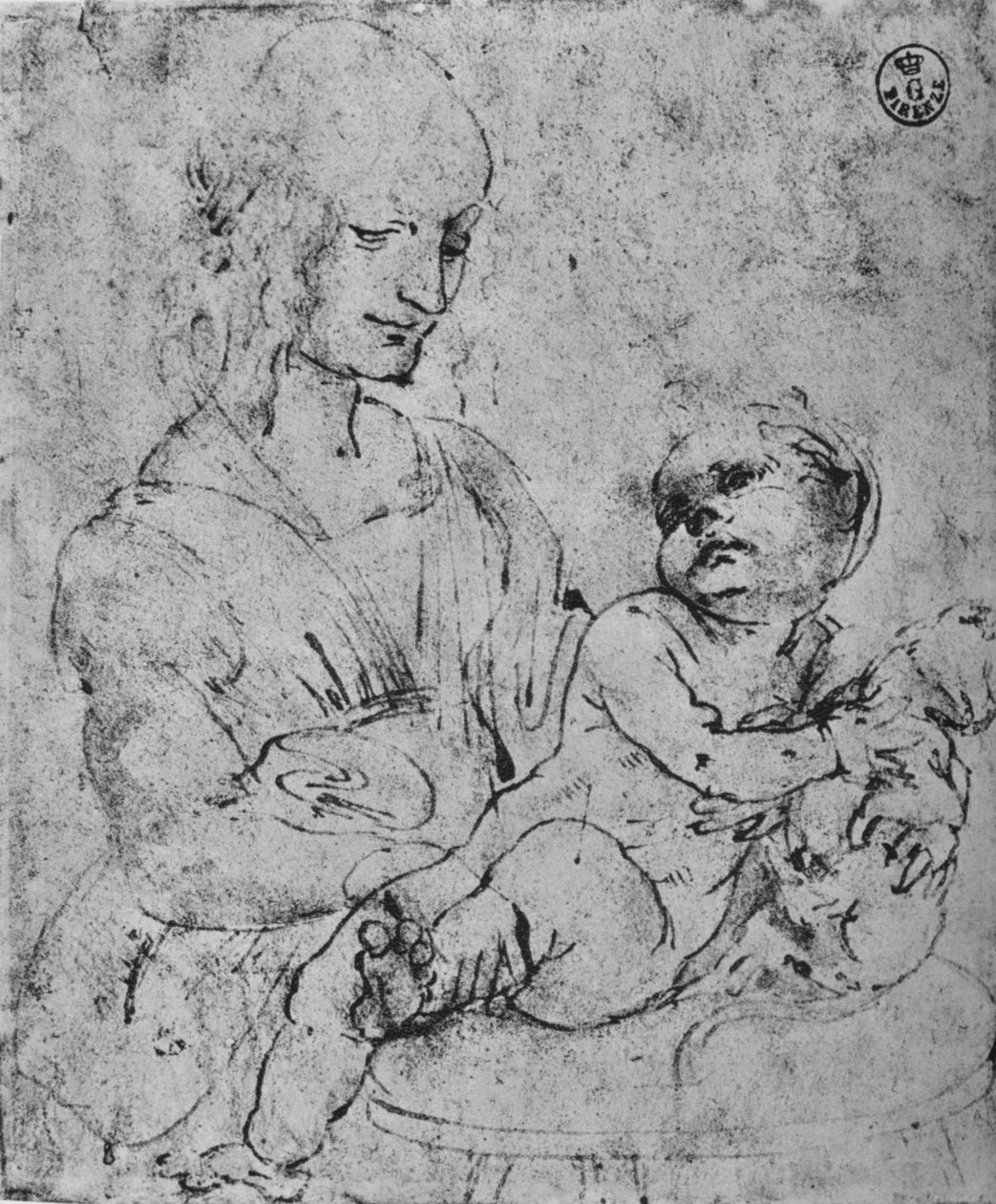 Madonna e criança com um gato, 1478-1480 1945 de Leonardo da Vinci