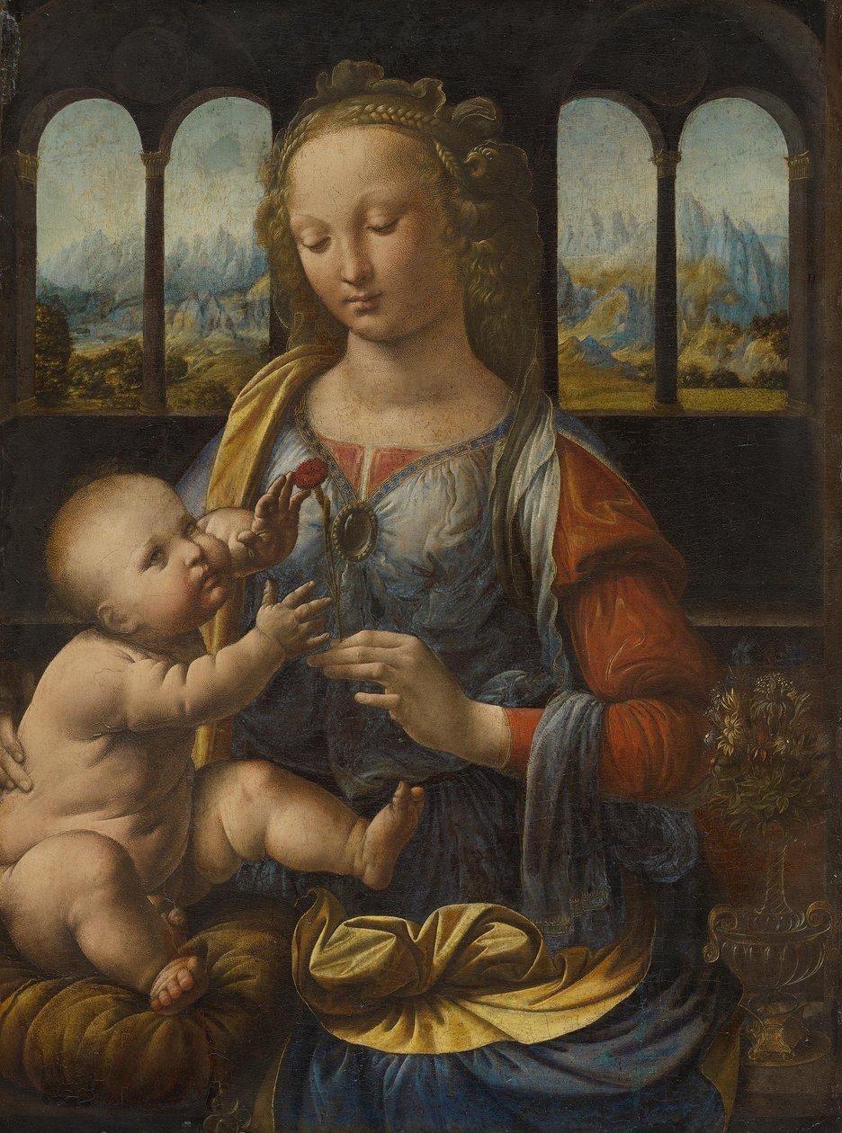 Madona com o Cravo c.1478 (óleo sobre painel de madeira) de Leonardo da Vinci